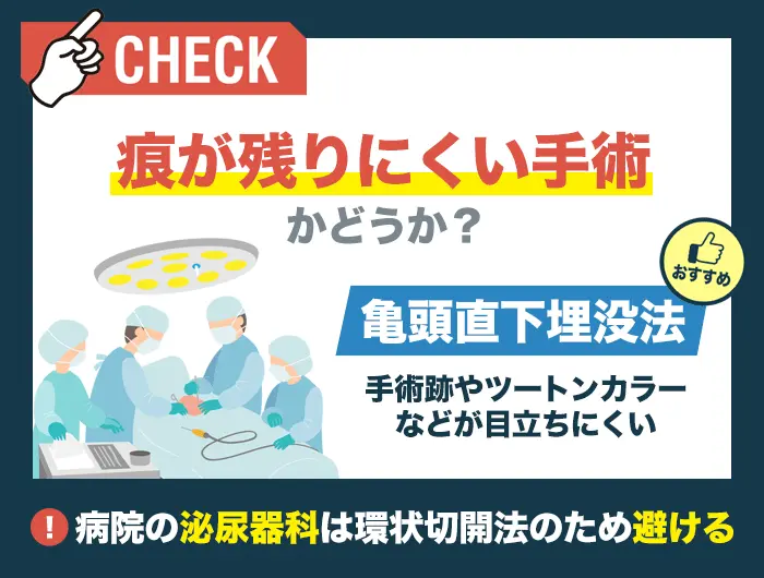 痕が残りにくい手術方法を取り入れているかどうか